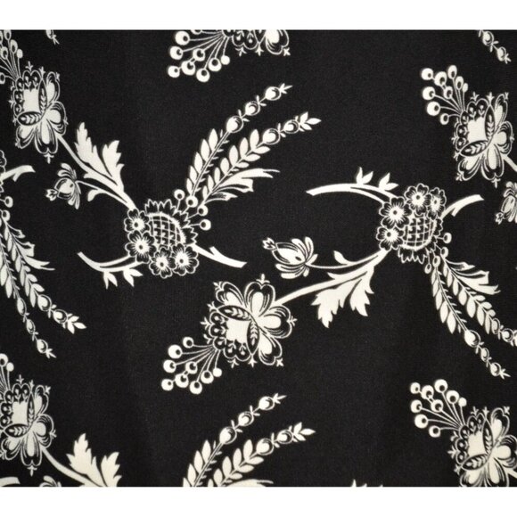 Ann Taylor Ladies M Black Floral Boat Neck Blouse Top Balloon Sleeve Career - Picture 3 of 9